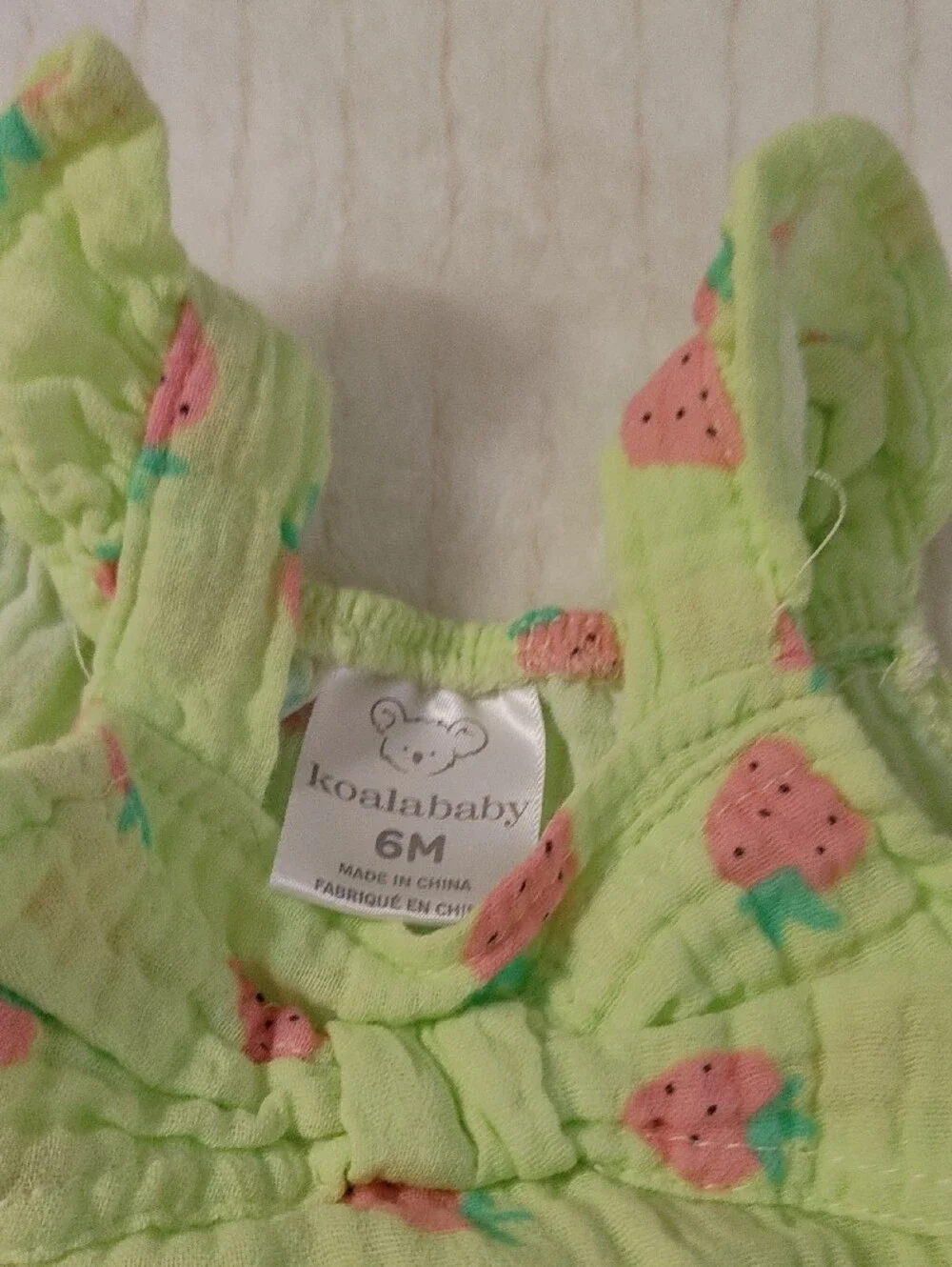 Koala Kids Lime Green Strawberry Print Ruffle Tank & Shorts Set